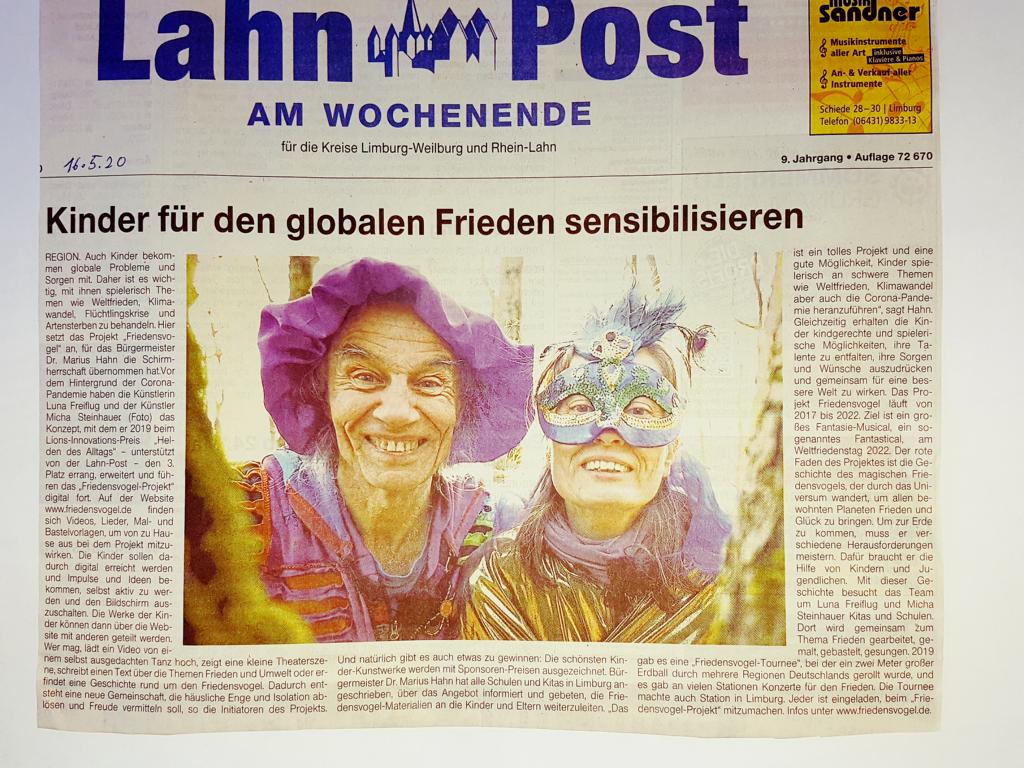 Presseartikel "Kinder für den globalen Frieden sensiblisieren", Lahn Post, 16.05.2020