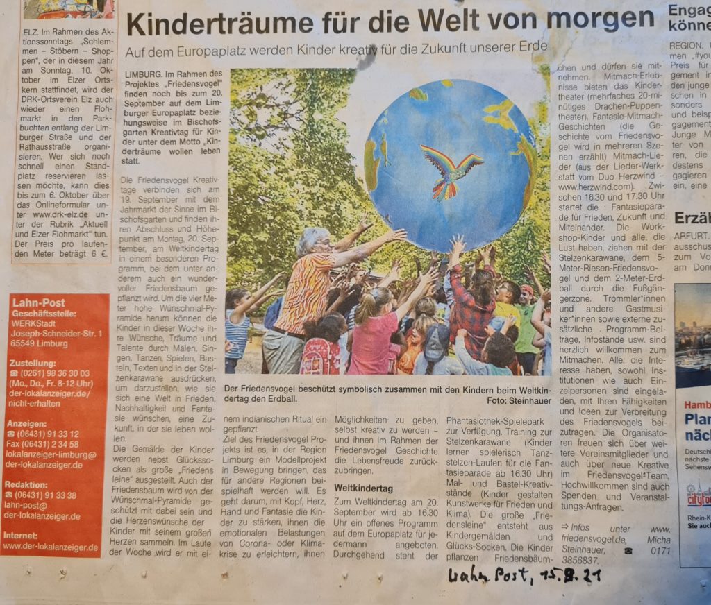 Zeitungsartikel "Kinderträume", Lahnpost 2021
